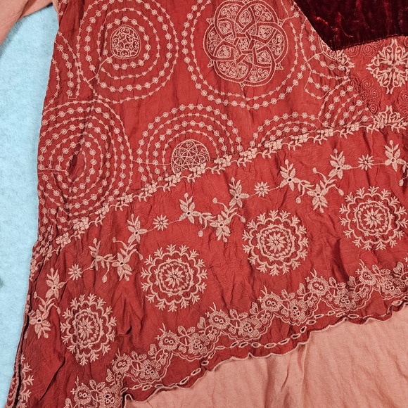 4Love & Liberty Johnny Was Patchwork Lagenlook Asymmetrical Long Sleeve Top Sz M - Picture 4 of 9